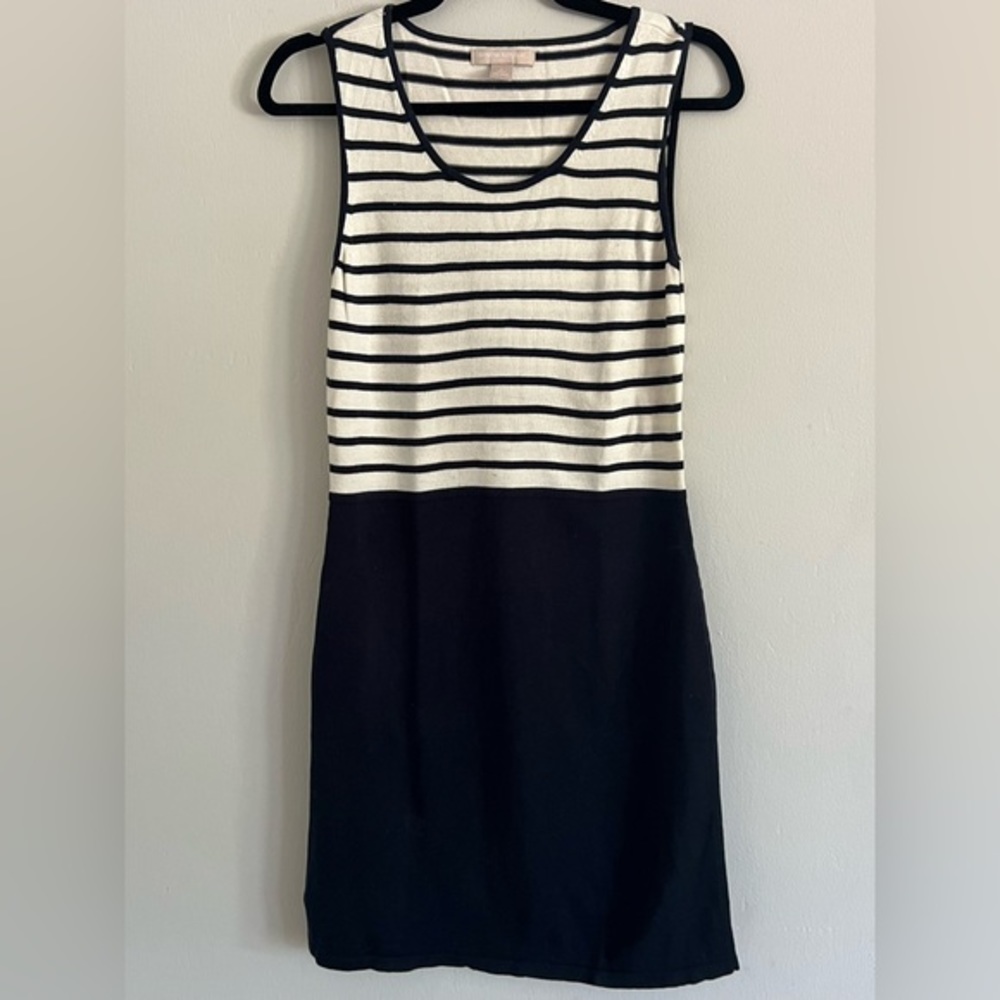 Banana Republic Black and White Striped Sleeveless Mini Dress